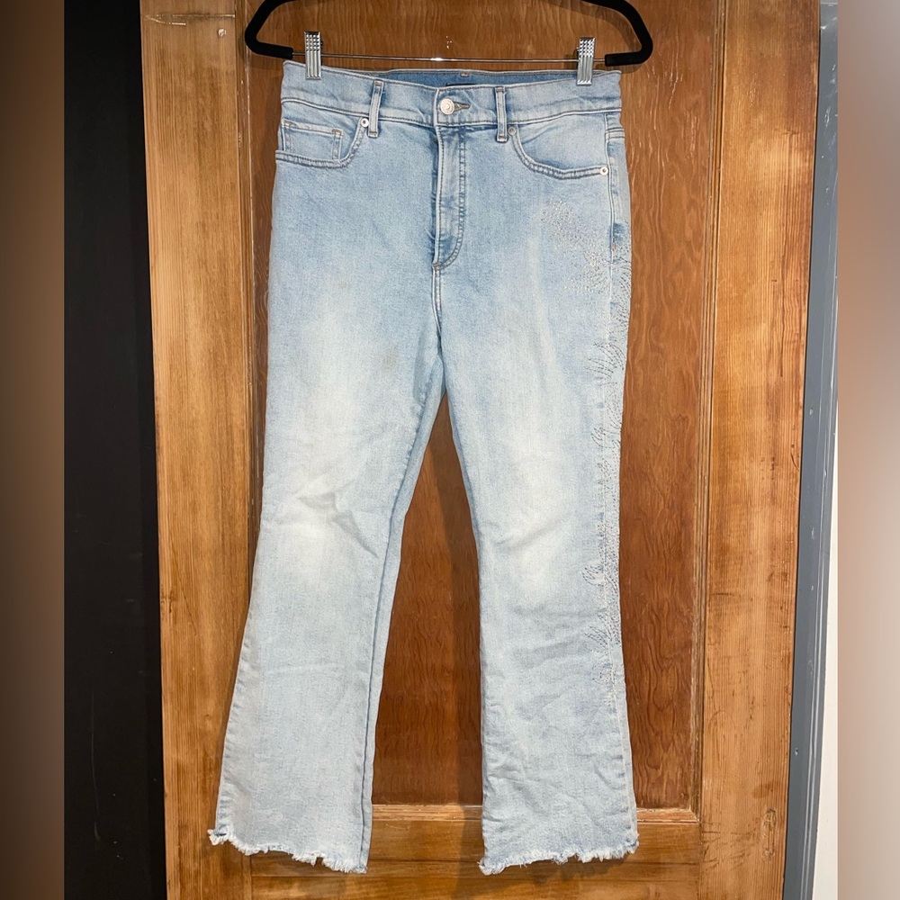 Flare Jeans with Floral Stitching